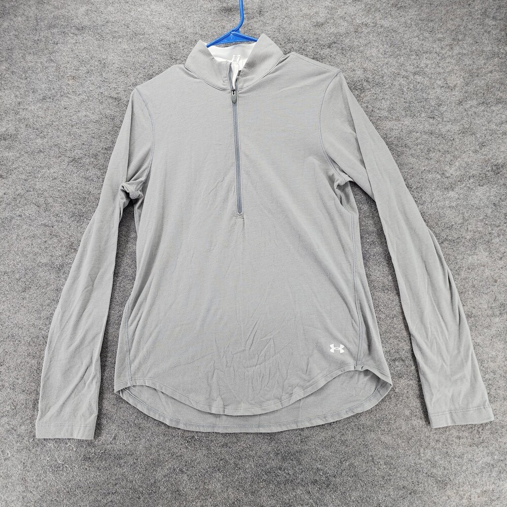 Under Armour Pull Over Womens Medium Fitted Gray Thumbholes 1/2 Zip